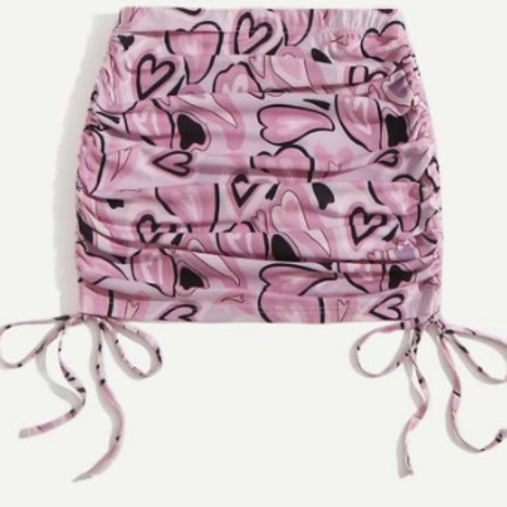 Pink and Black Infused Heart Skirt ( drawstring 💓 )